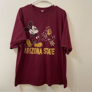 Soffe Disney Mickey Mouse Arizona state sun devils shirt red vintage 2xl